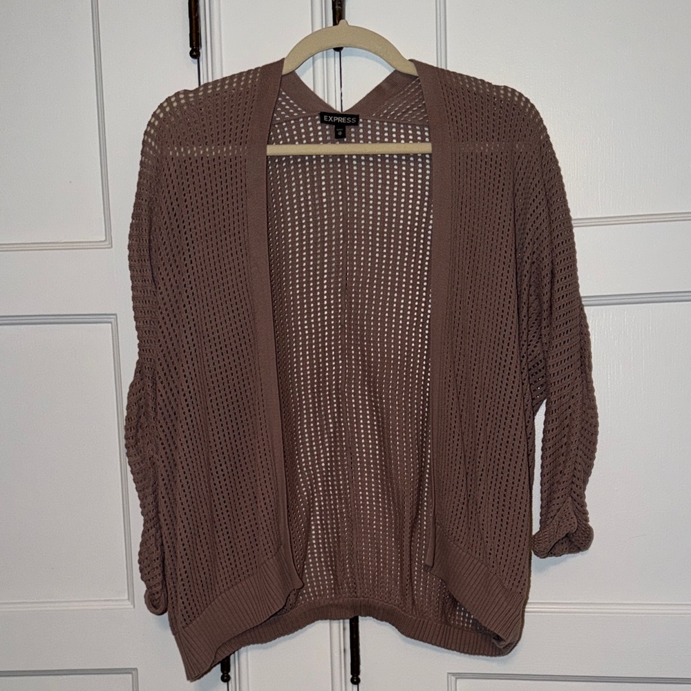 Express Women's Taupe Open-Knit Cardigan